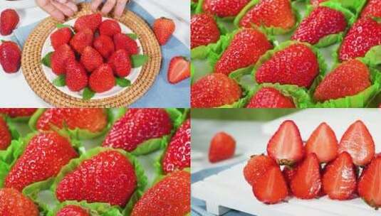 新鲜草莓摆盘高清在线视频素材下载
