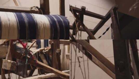 【镜头合集】古董古人纺线织布技术技艺 ~高清在线视频素材下载