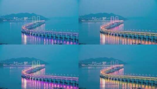 辽宁大连星海湾大桥夜景延时高清在线视频素材下载