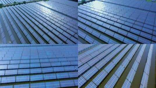 航拍屋顶上的太阳能电池板高清在线视频素材下载