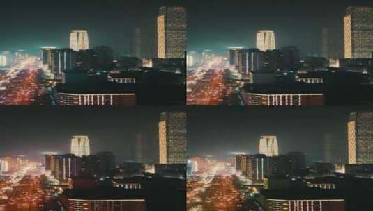 城市航拍湖南长沙国金中心夜景航拍高清在线视频素材下载