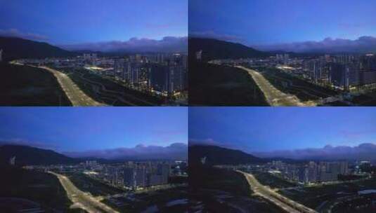 日落时分深圳坪山高楼城市风光高清在线视频素材下载