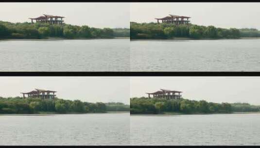 移动镜头北京通州运河观景台与运河高清在线视频素材下载