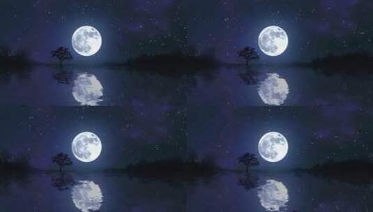 浪漫的月亮在天空月色唯美舞台舞美背景大屏高清在线视频素材下载