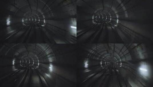 行驶在隧道中的地铁高清在线视频素材下载