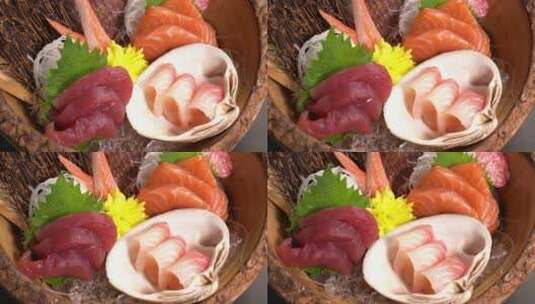 精美的日本生鱼片料理高清在线视频素材下载