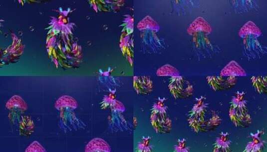 七彩的水母高清在线视频素材下载