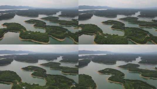 旅游景区杭州千岛湖旅游景区航拍高清在线视频素材下载