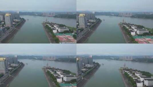城市航拍宜昌长江西坝岛航拍高清在线视频素材下载