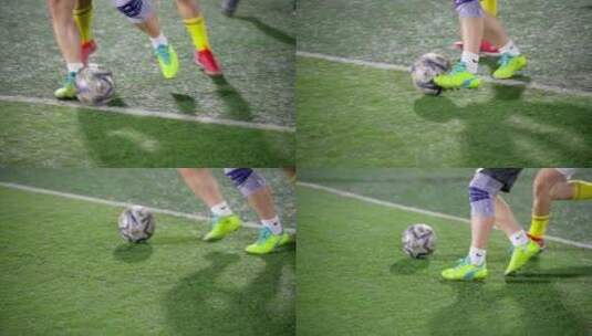 足球运动踢球特写镜头高清在线视频素材下载