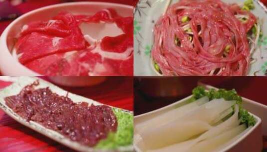 火锅牛羊肉食物视频素材合集高清在线视频素材下载