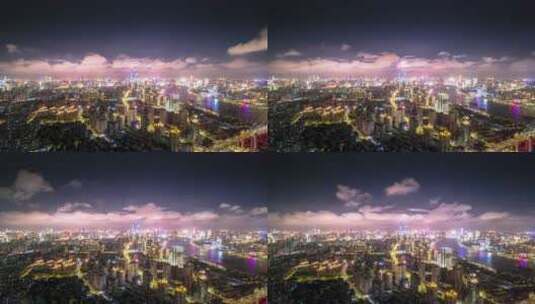 5K 航拍上海杨浦大桥夜景延时高清在线视频素材下载