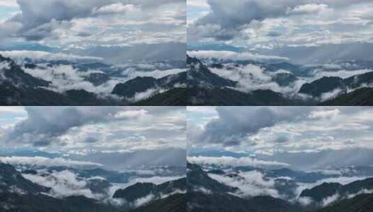 【延时】俯瞰雨后云雾缭绕的群山大地高清在线视频素材下载