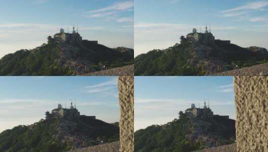 泰山山顶游客观看日出太阳升起高清在线视频素材下载