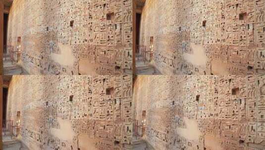 埃及哈布城神庙中的浮雕高清在线视频素材下载