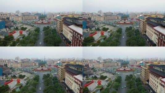 陕西省西安市钟楼航拍高清在线视频素材下载