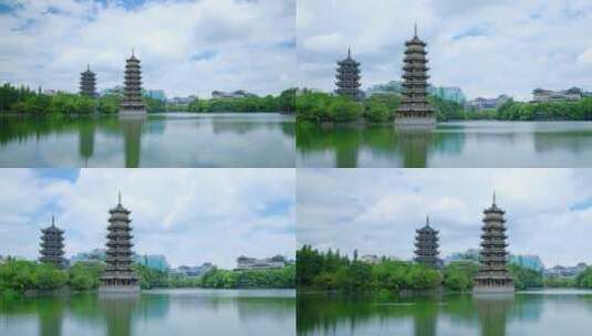 广西桂林山水两江四湖唯美湖水风景天空之镜高清在线视频素材下载