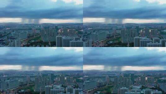 义乌城市暴雨雨阵夜景风光4K航拍高清在线视频素材下载
