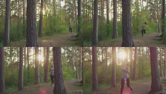 森林里跑步的女人高清在线视频素材下载