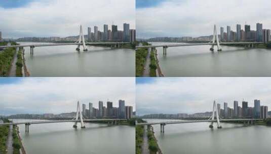 柳州白沙大桥航拍风光高清在线视频素材下载