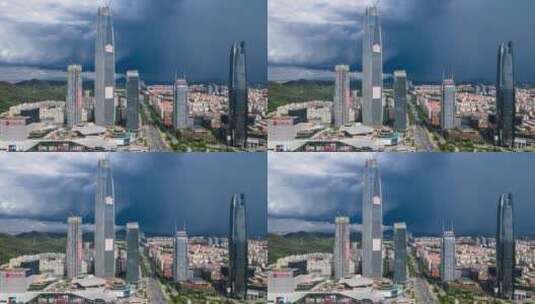 东莞鸿福路口国贸暴雨来临延时摄影高清在线视频素材下载