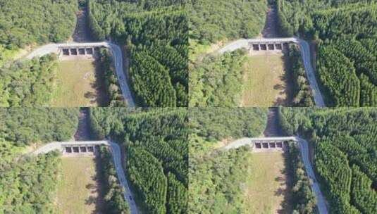 森林公路航拍树林道路汽车行驶航拍山区山路高清在线视频素材下载