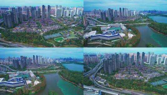 武汉城市楼盘纯水岸房产高清在线视频素材下载