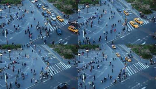 城市车流行人十字路口高清在线视频素材下载