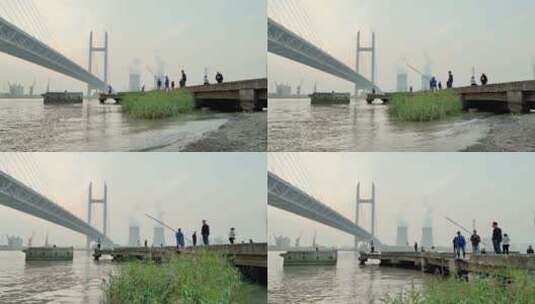 闵浦大桥傍晚风光高清在线视频素材下载