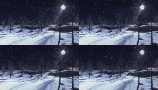 月光下 美丽的雪景高清在线视频素材下载