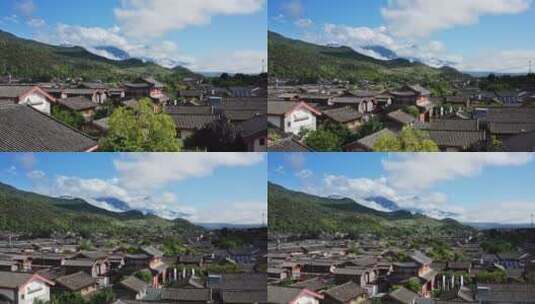 丽江玉龙雪山下的束河古镇高清在线视频素材下载