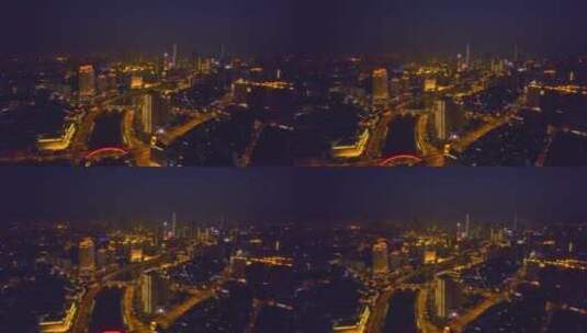 4K天津海河夜景城市风光航拍视频高清在线视频素材下载