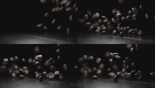 咖啡豆散开跳跃高清在线视频素材下载