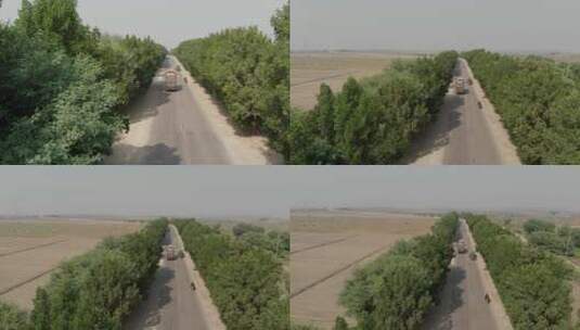 航拍沙漠中的公路高清在线视频素材下载