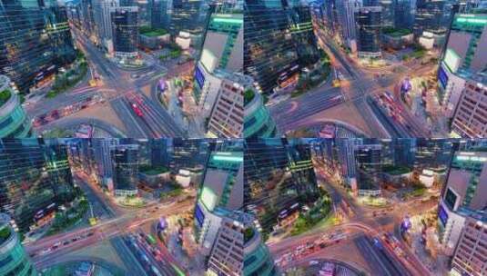 韩国首尔市中心高楼大厦街道延时摄影高清在线视频素材下载