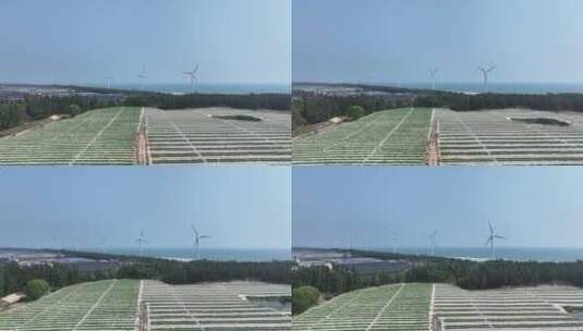 海边的风力发电风车航拍高清在线视频素材下载