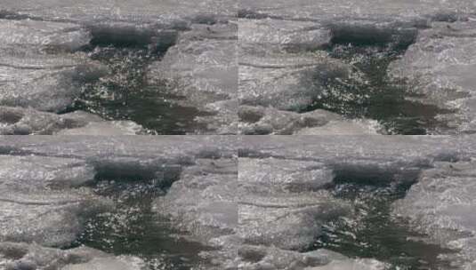 冰雪开始融化的河流高清在线视频素材下载