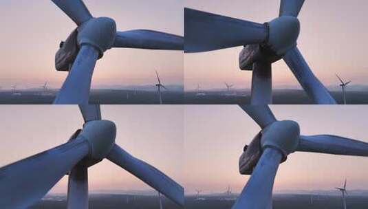 夕阳下风力发电场风车高清在线视频素材下载