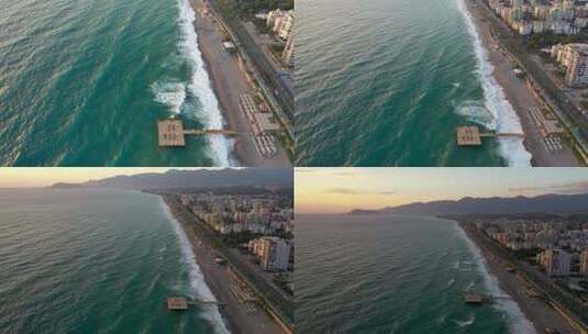 航拍海边城市高清在线视频素材下载
