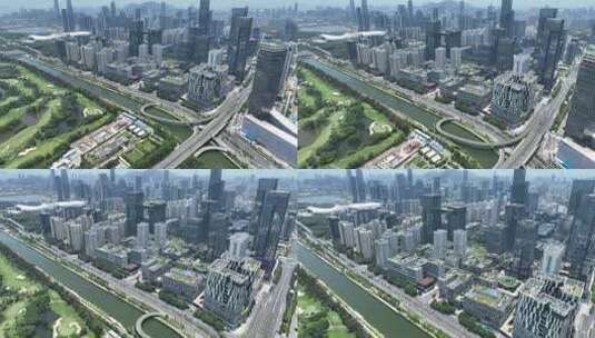 深圳南山区高新园建筑群航拍高清在线视频素材下载