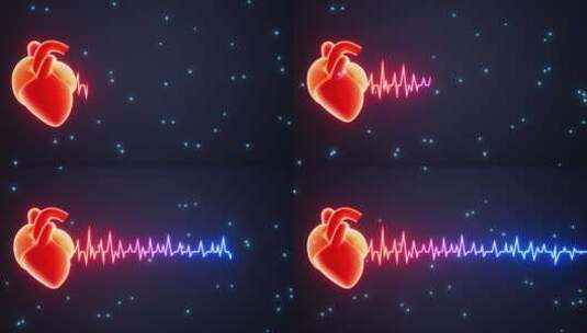 心率与心脏跳动曲线动画高清在线视频素材下载