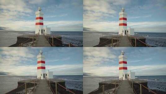 冰岛海岸的加乌尔老灯塔高清在线视频素材下载