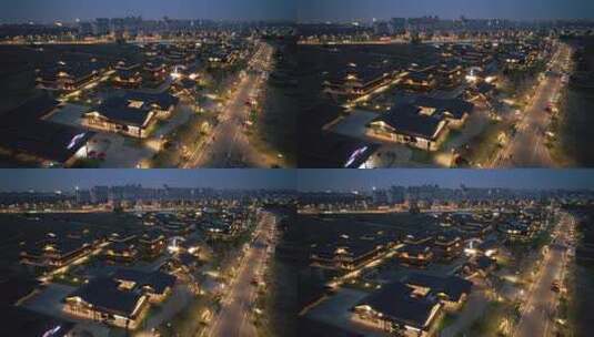 江苏扬州大运河博物馆航拍夜景高清在线视频素材下载