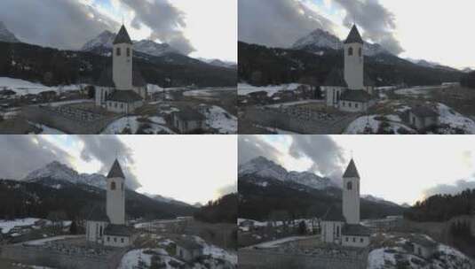 雪山美丽的冬季仙境高清在线视频素材下载