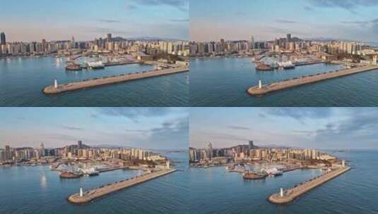 青岛浮山湾奥帆中心航拍高清在线视频素材下载