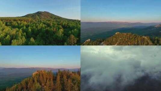 航拍绿色森林山峰云海天然氧吧高清在线视频素材下载