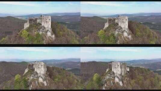 斯洛伐克乌罗韦茨城堡的鸟瞰图高清在线视频素材下载