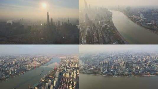 上海夕阳城市建筑高清在线视频素材下载