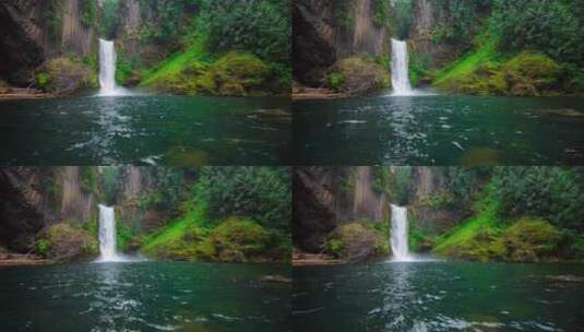 天然瀑布 大自然 绿色丛林高清在线视频素材下载