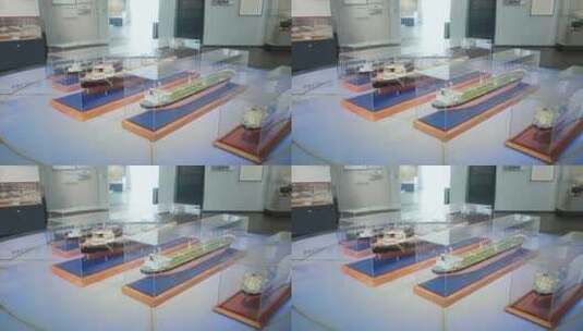 博物馆内展示轮船模型高清在线视频素材下载